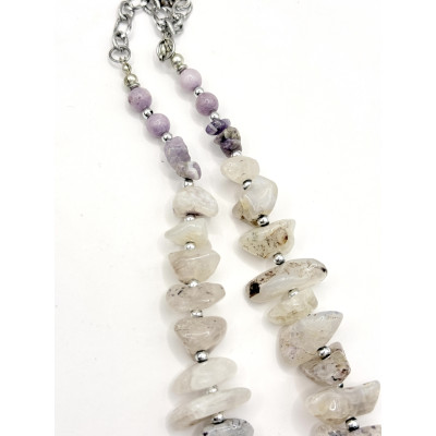 שרשרת מאבנים טבעיות: קוורץ ואמטיסט