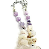 Ожерелье из натуральных камней: кварц и аметист