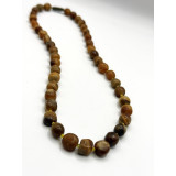 שרשרת חרוזים מאבן אגט טבעית (אגט מפוספס בגווני ענבר וחום)