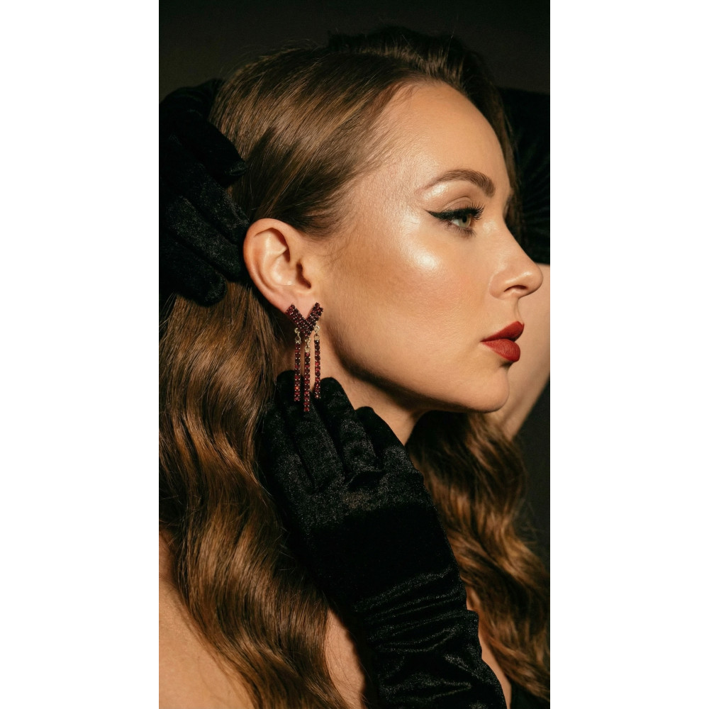 עגילי כסף וינטג’ 900 עם גרנטים בוהמיים צ’כוסלובקיה, שנות ה־1950–1970