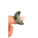 טבעת מעוצבת מכסף 925 עם השחרה, ציפוי זהב ואמרלדים טבעיים