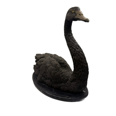 Интерьерная бронзовая статуэтка «Чёрный лебедь» на мраморном основании
