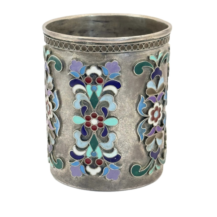 כוס כסף עם אמייל מחיצות (קלואזונה) — האימפריה הרוסית | עתיק, כסף 84