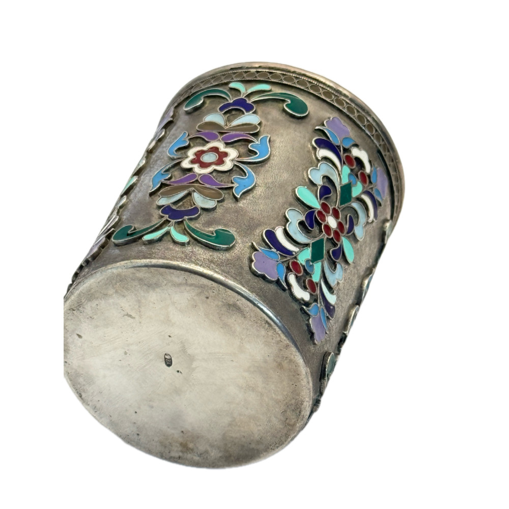 כוס כסף עם אמייל מחיצות (קלואזונה) — האימפריה הרוסית | עתיק, כסף 84