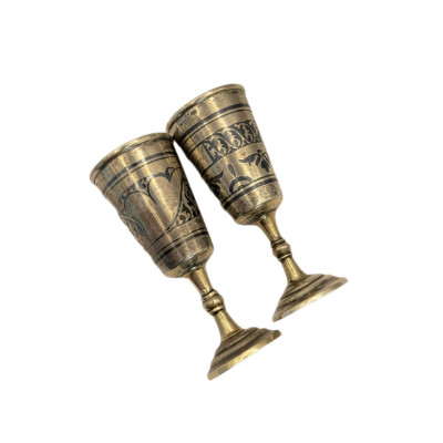 כוסיות כסף קובאצ’י (2 יח׳), ברית המועצות כסף 875 | עבודת יד | השחרה (ניילו)