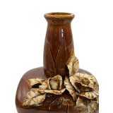 Декоративная керамическая ваза с рельефным цветочным декором — винтажный стиль, высота 28 см