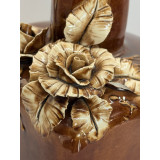 Декоративная керамическая ваза с рельефным цветочным декором — винтажный стиль, высота 28 см