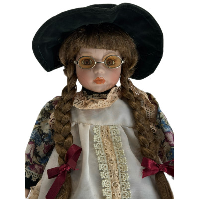 Коллекционная фарфоровая кукла в винтажном стиле — ручная работа, высота 37 см