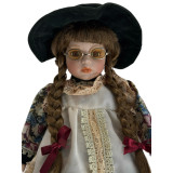 Коллекционная фарфоровая кукла в винтажном стиле — ручная работа, высота 37 см