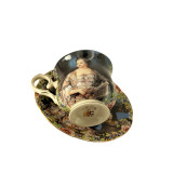 סט 6 כוסות ו־6 תחתיות Original Eckstein Design פורצלן דק (Fine Porcelain) | עיצוב אנגלי | עבודת יד