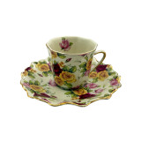 סט 6 כוסות ו־6 תחתיות Original Eckstein Design פורצלן דק (Fine Porcelain) | עיצוב אנגלי | עבודת יד