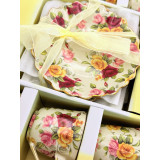 סט 6 כוסות ו־6 תחתיות Original Eckstein Design פורצלן דק (Fine Porcelain) | עיצוב אנגלי | עבודת יד