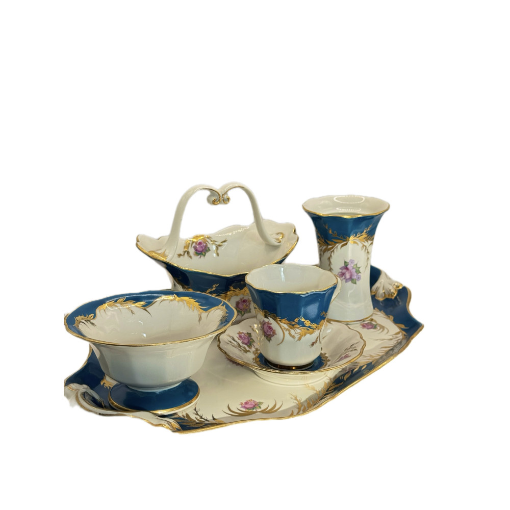 סט פורצלן מפעל הפורצלן קורוסטן (KPF) | ברית המועצות | קובלט וזהב