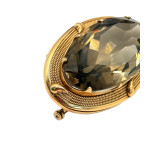 Винтажный кулон/брошь с дымчатым кварцем 14K — арт-деко / ретро
