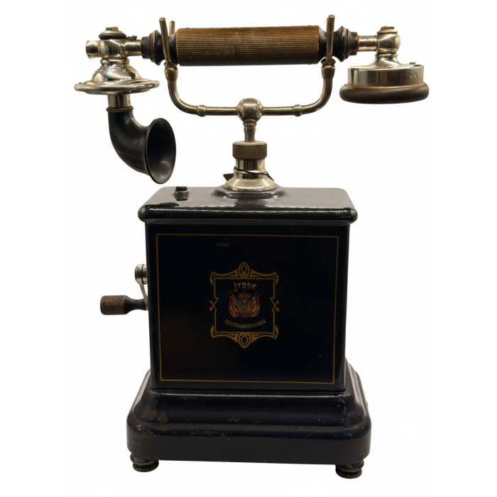 Антикварный настольный телефон с ручным индуктором Jydsk Telefon | Дания, 1890–1920 гг.