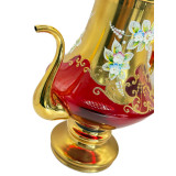 Винтажный набор из рубинового стекла Tre Fuochi с эмалью и позолотой — 7 предметов