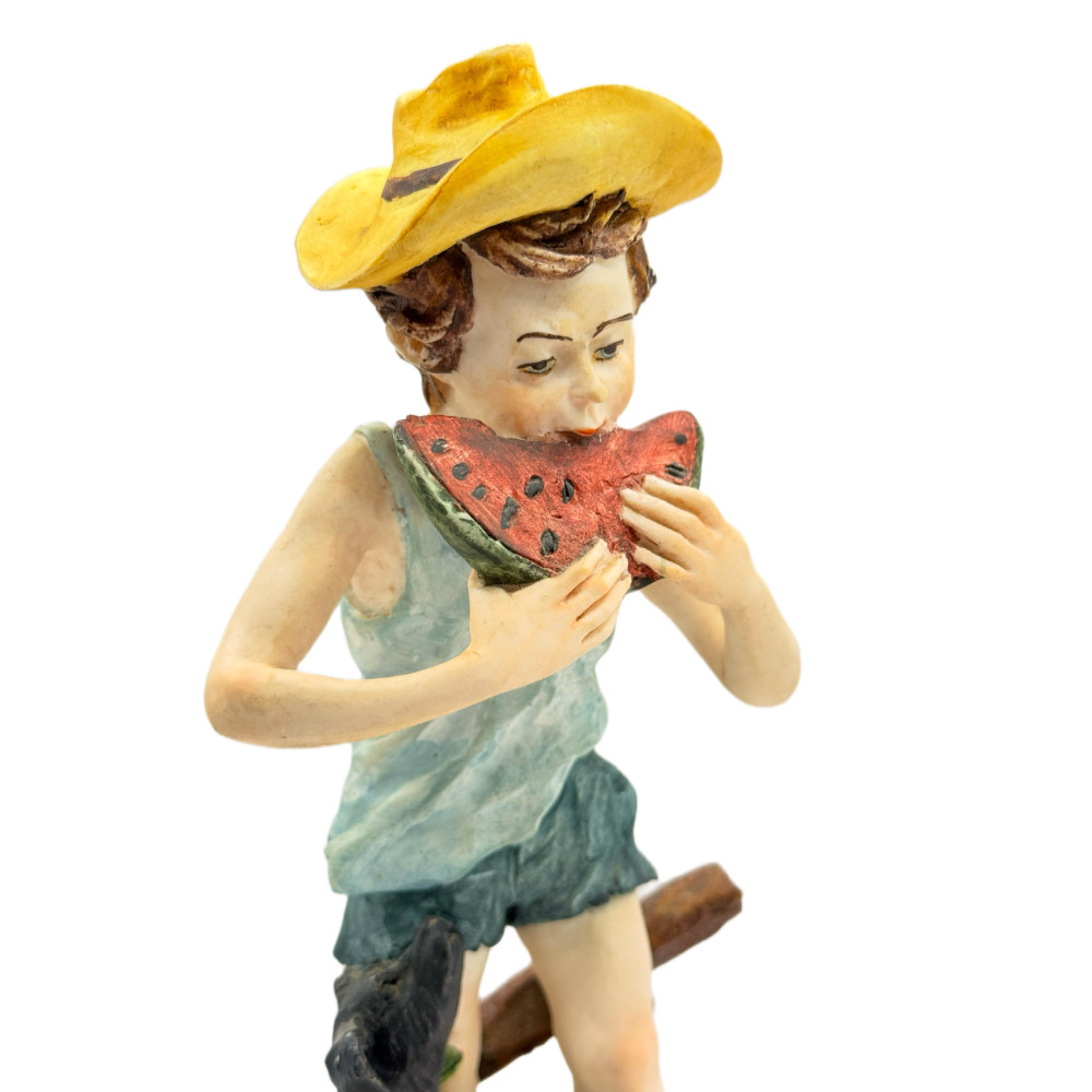 Фарфоровая статуэтка в стиле Каподимонте «Мальчик с арбузом» — Италия