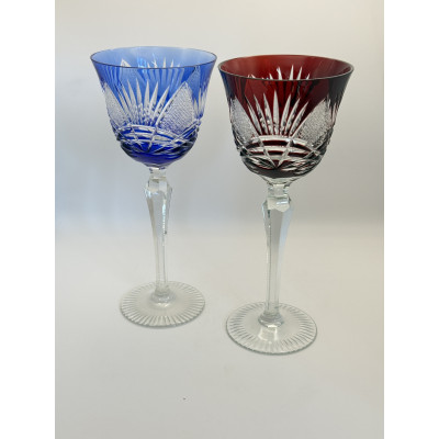 כוסות וינטג’ ליין ריין (Hock) מקריסטל צבעוני עם חיתוך ידני כוסות וינטג’ מרשימות ליין ריין (Hock)