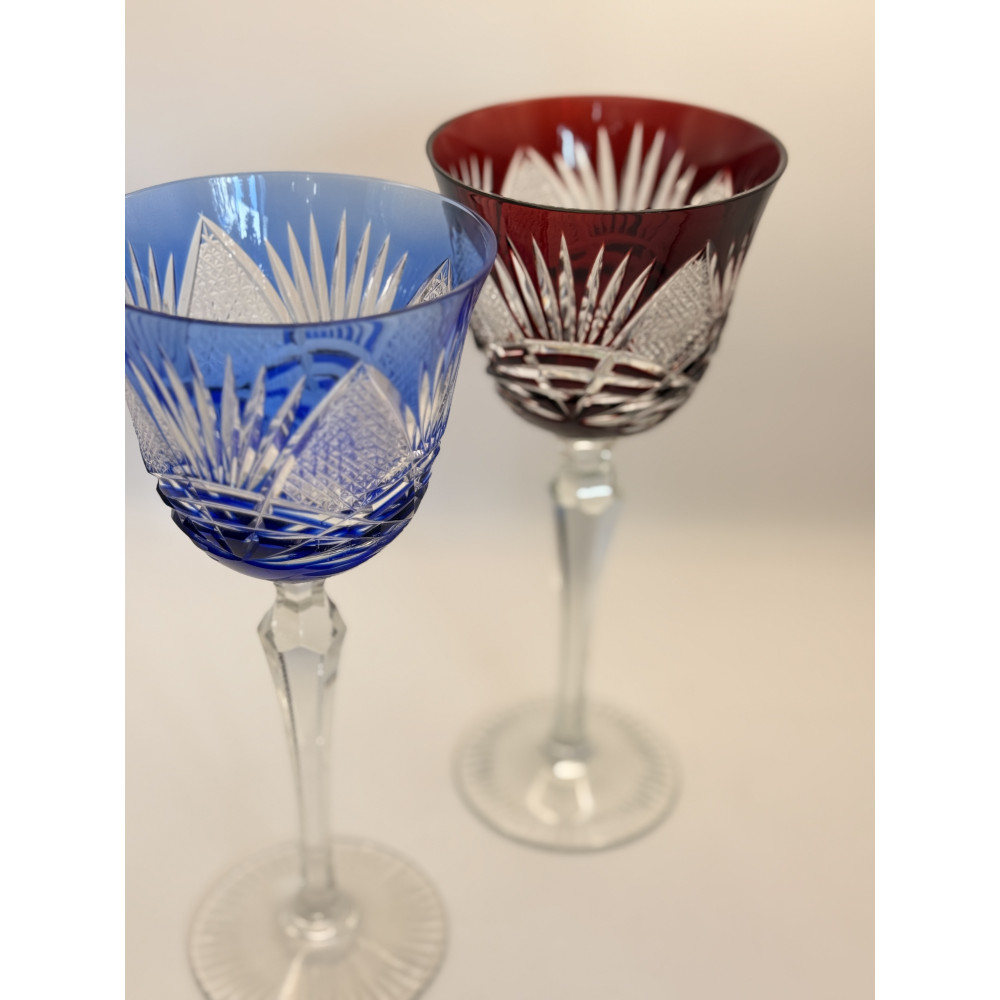 כוסות וינטג’ ליין ריין (Hock) מקריסטל צבעוני עם חיתוך ידני כוסות וינטג’ מרשימות ליין ריין (Hock)